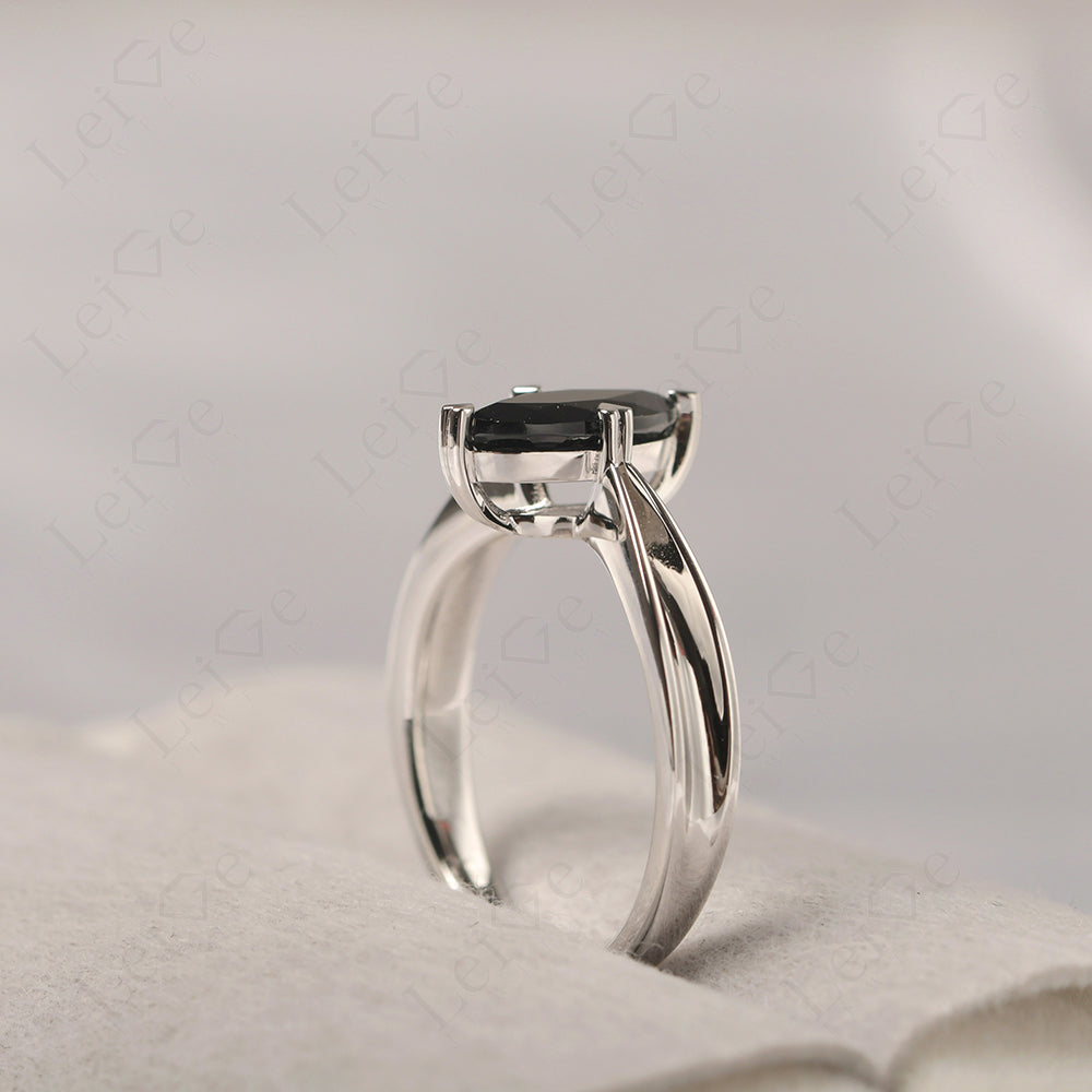 Black Spinel Wedding Ring Marquise Solitaire Ring