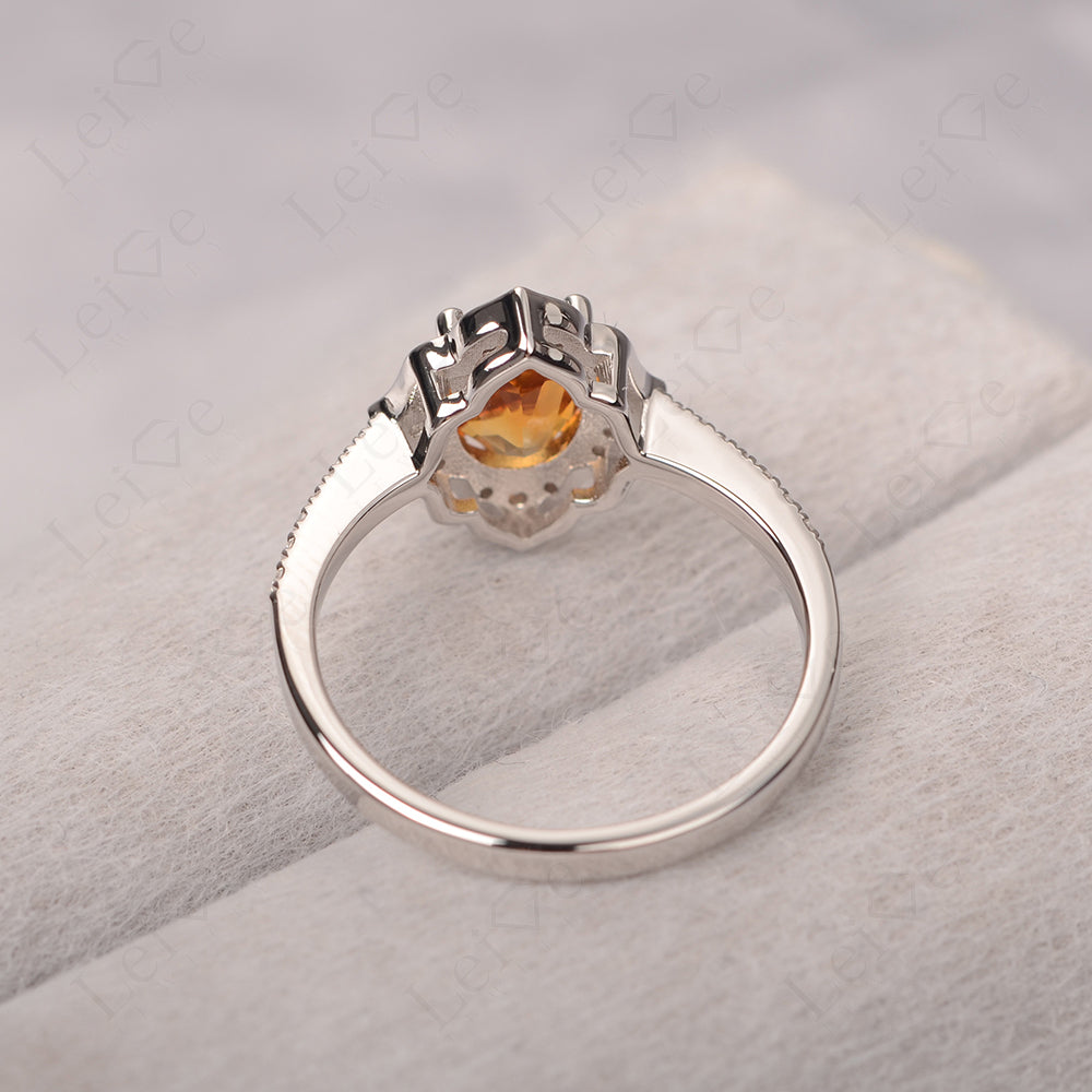 Citrine Vintage Oval Halo Engagement Rings