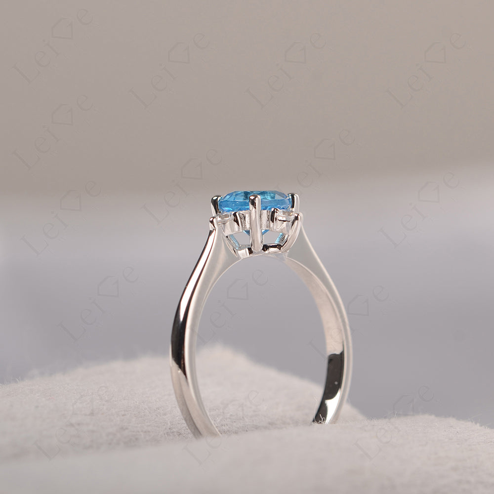 Swiss Blue Topaz Ring North Star Ring Yellow Gold