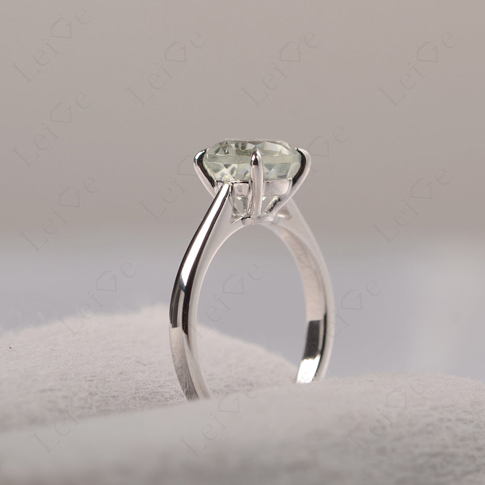 Green Amethyst Cathedral Solitaire Engagement Ring