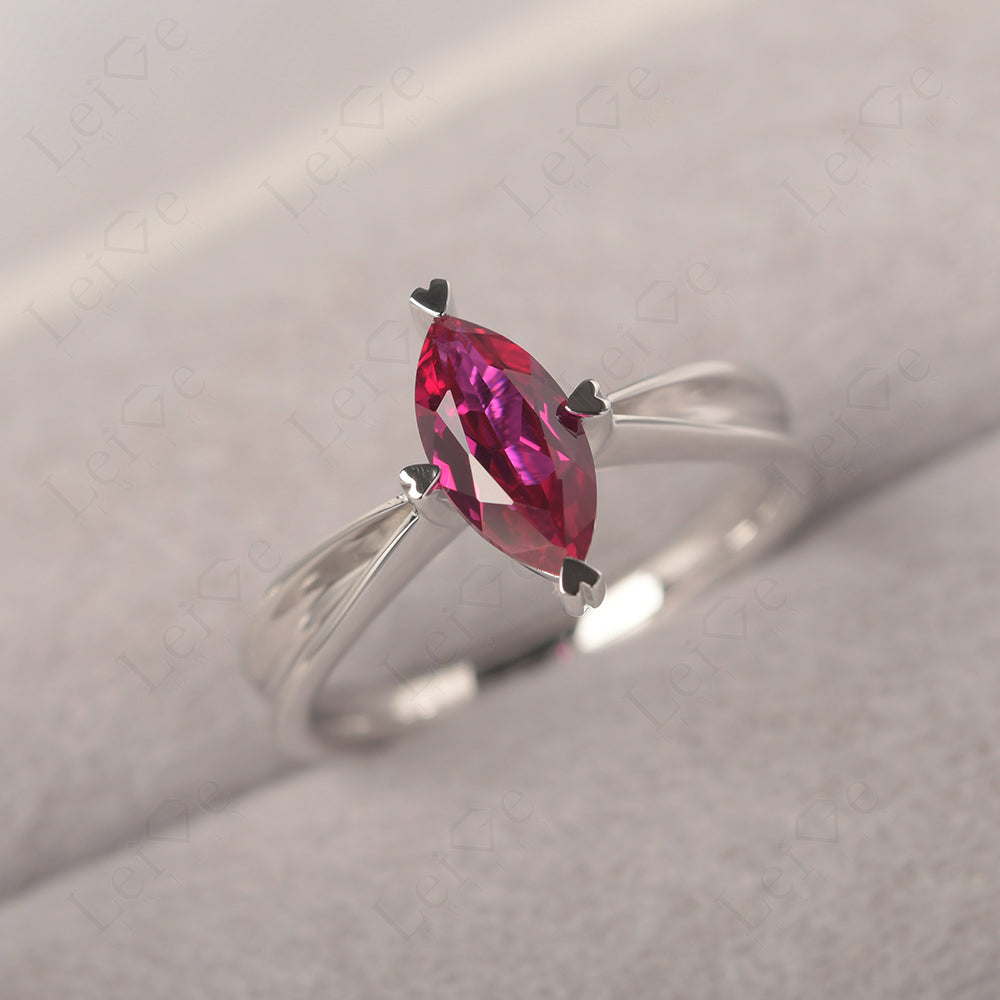 Ruby Wedding Ring Marquise Solitaire Ring