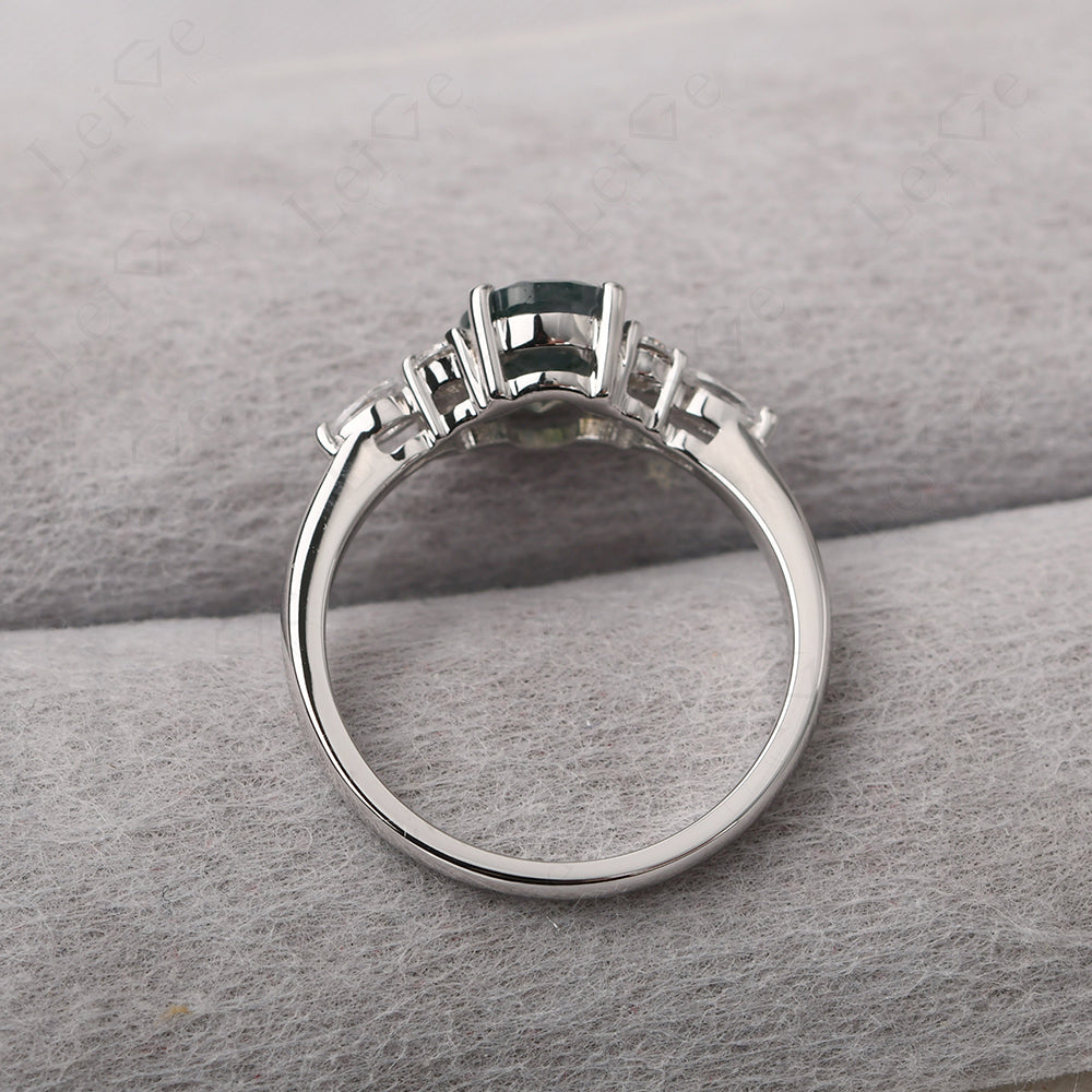 Moss Agate Ring Sterling Silver Oval Cut Ring