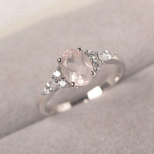 Rose Quartz Ring Sterling Silver Oval Cut Ring