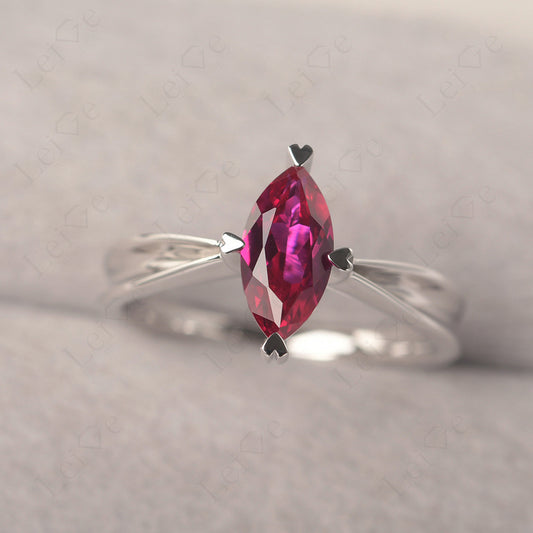 Ruby Wedding Ring Marquise Solitaire Ring