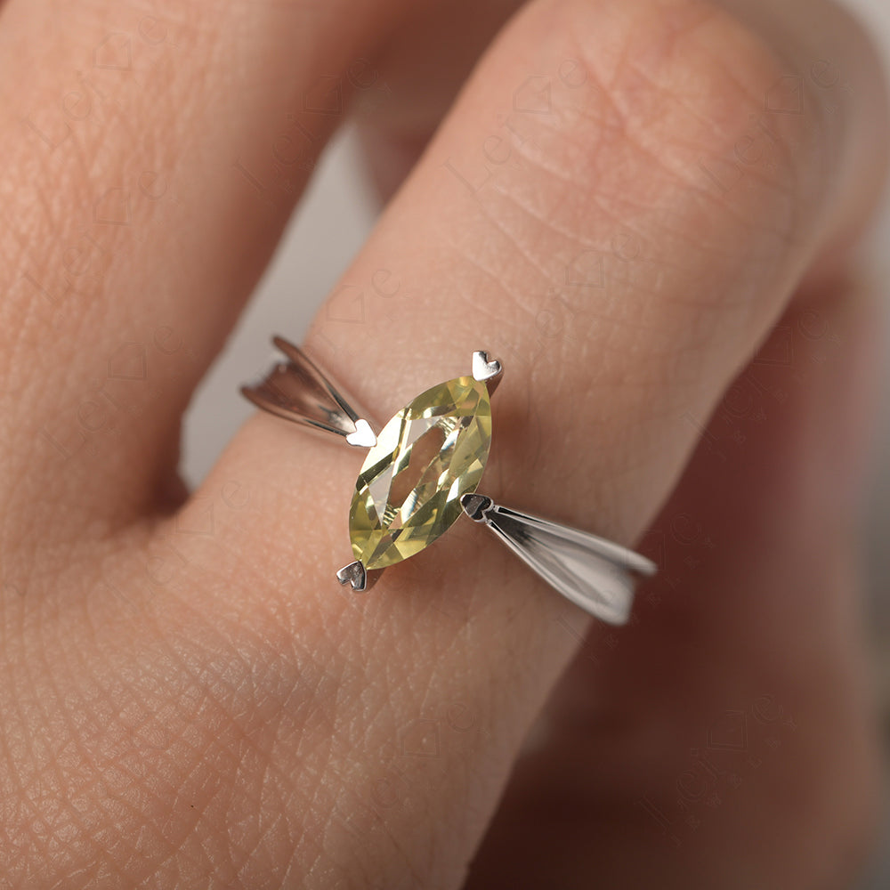 Lemon Quartz Wedding Ring Marquise Solitaire Ring