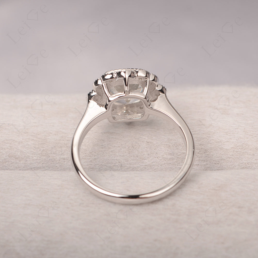 Cushion Cut White Topaz Milgrain Ring