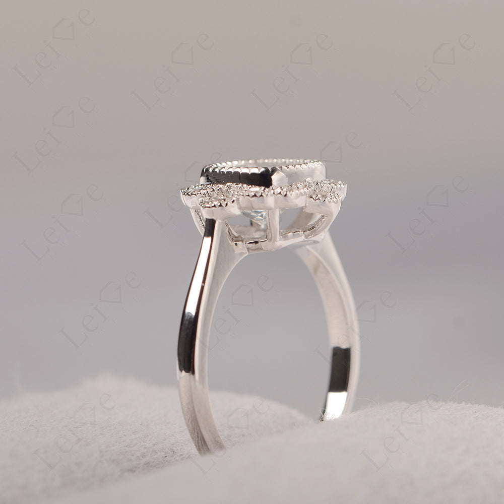 Cushion Cut White Topaz Milgrain Ring