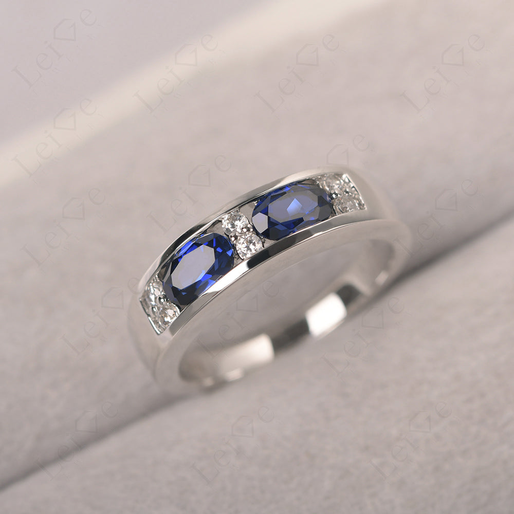 Oval Cut Sapphire Toi Et Moi Wide Band Ring