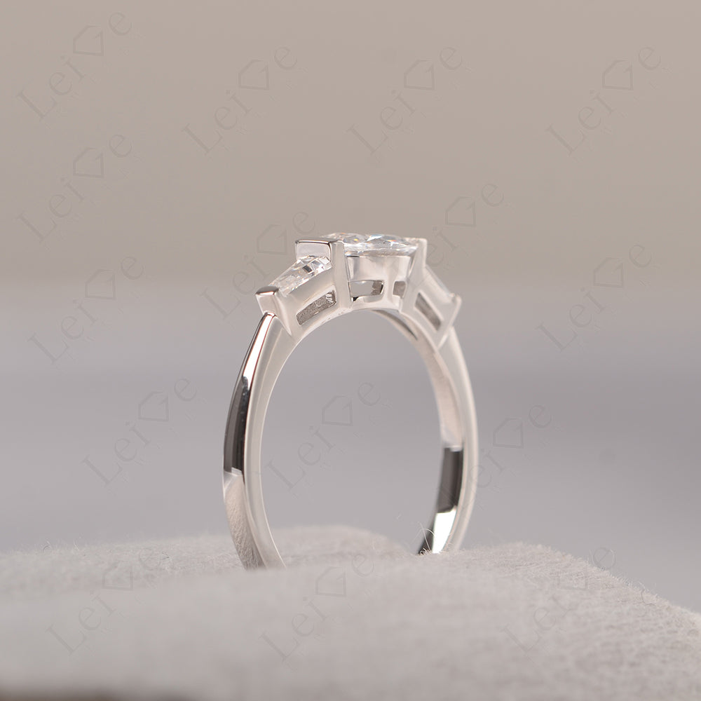 Oval Cut Cubic Zirconia East West Engagement Ring