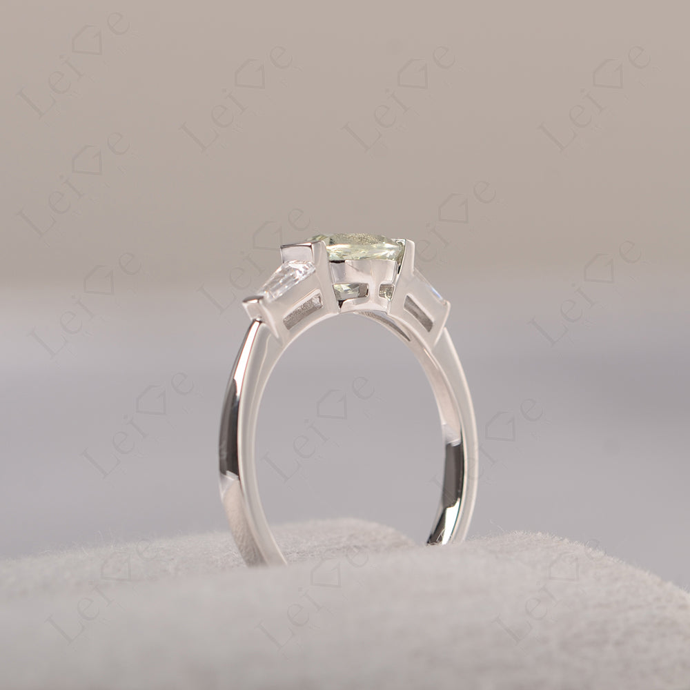 Oval Cut Green Amethyst East West Engagement Ring