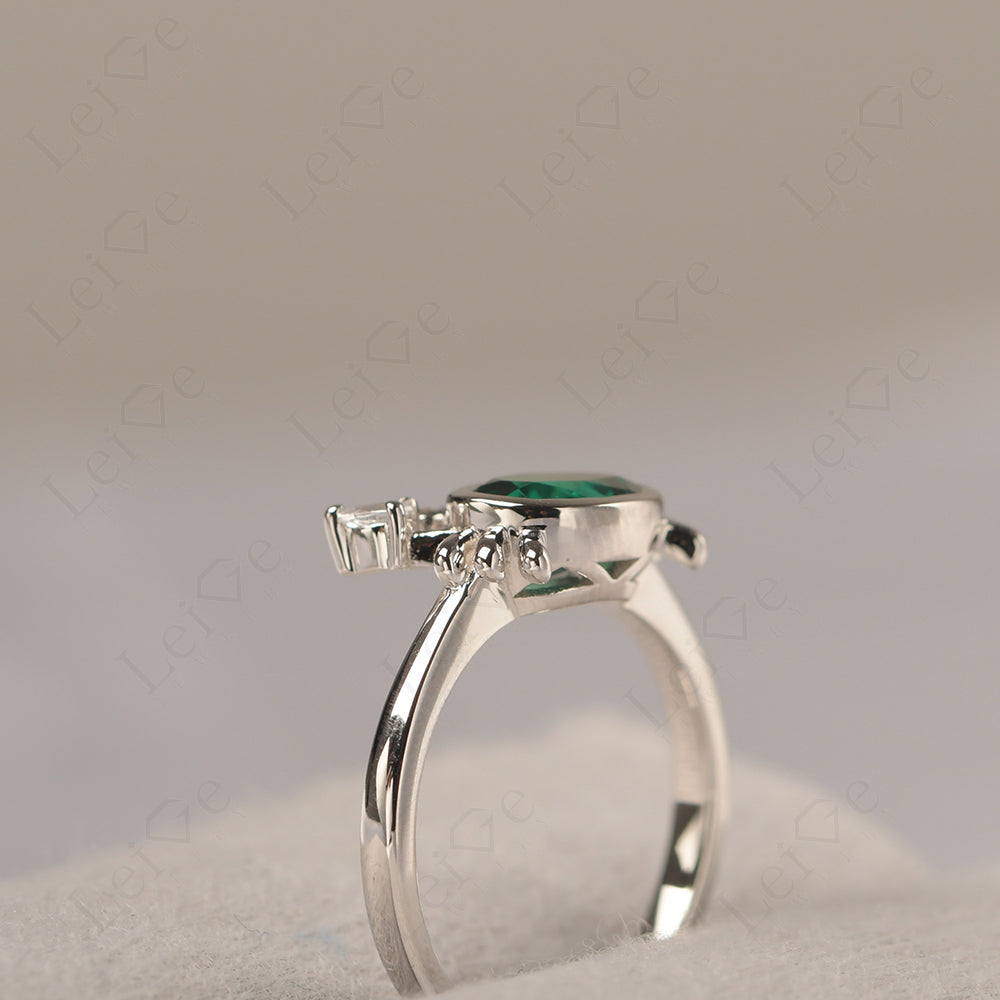 Oval Shape Bezel Set Emerald Crab Rings