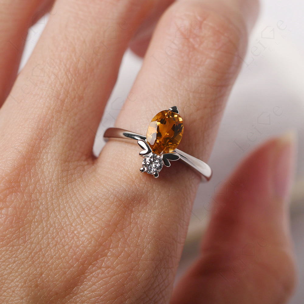 Citrine Wedding Ring Bee Ring Sterling Silver