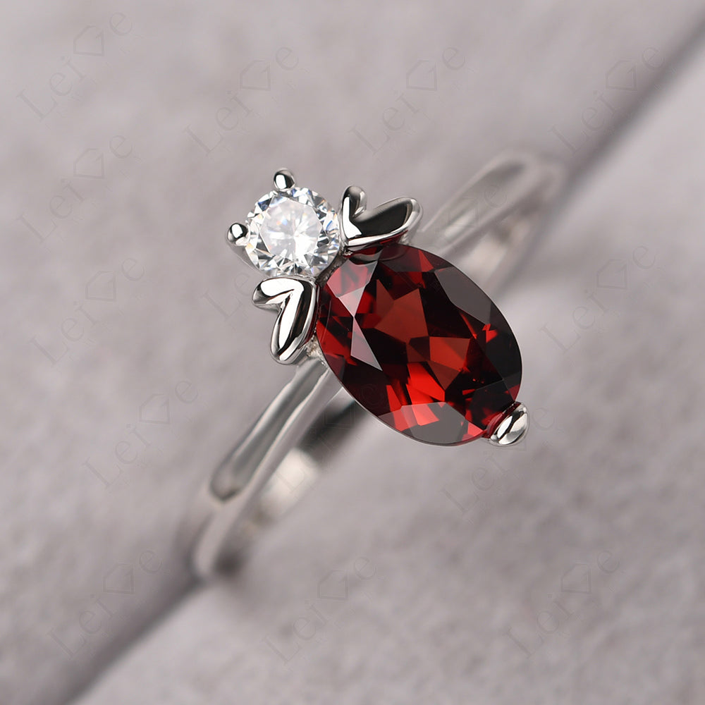 Garnet Wedding Ring Bee Ring Sterling Silver