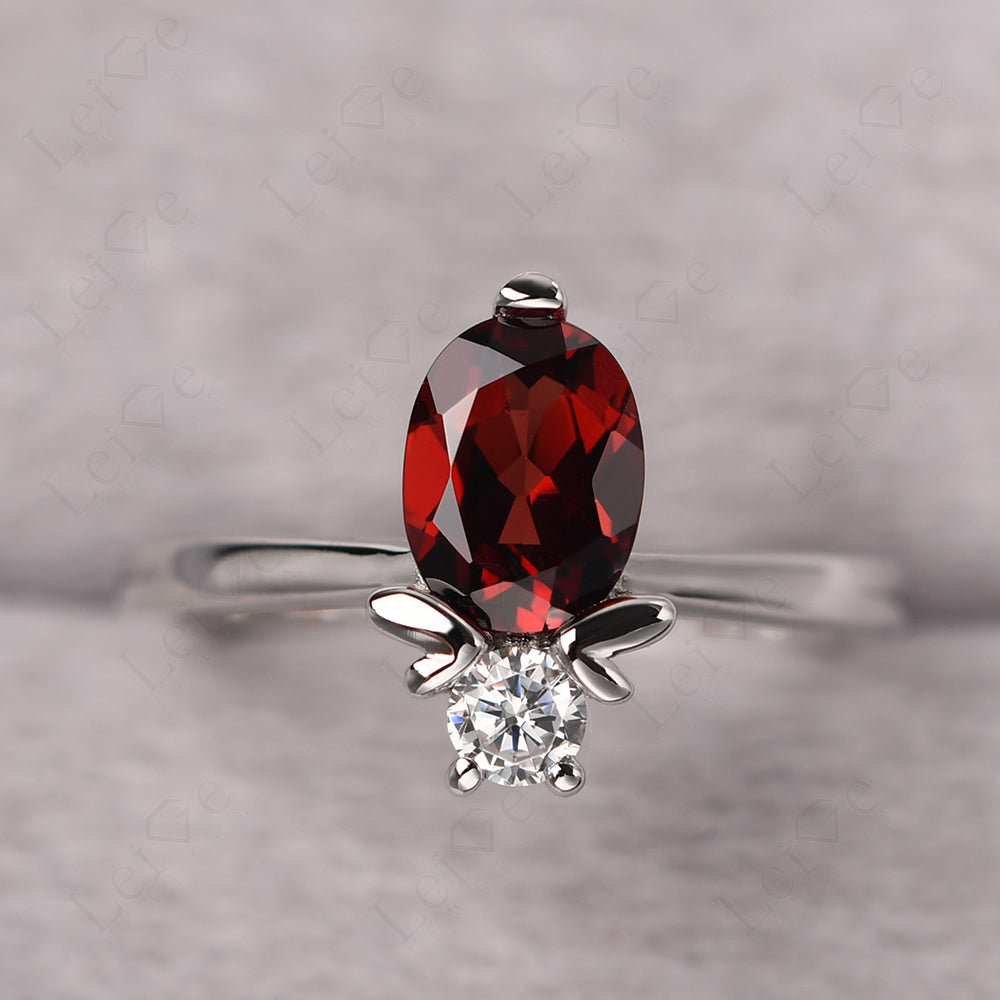 Garnet Wedding Ring Bee Ring Sterling Silver