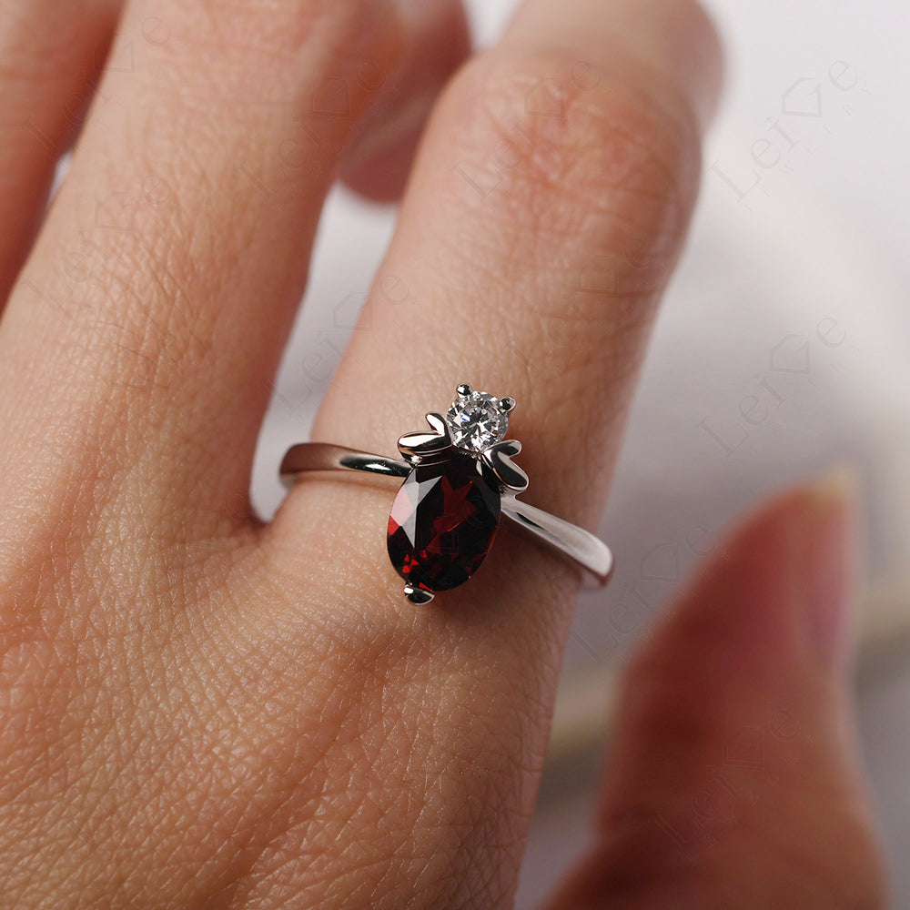 Garnet Wedding Ring Bee Ring Sterling Silver