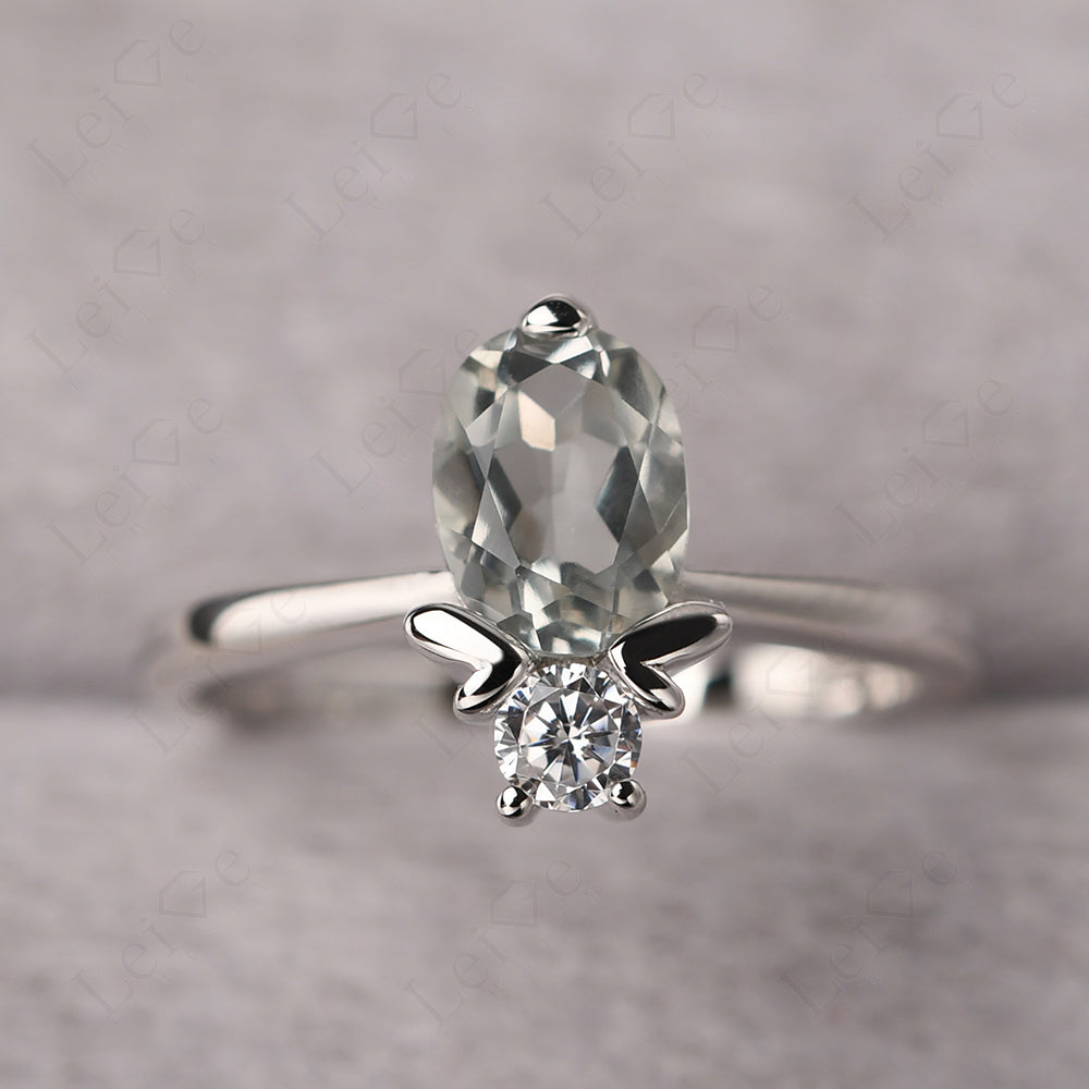 Green Amethyst Wedding Ring Bee Ring Sterling Silver