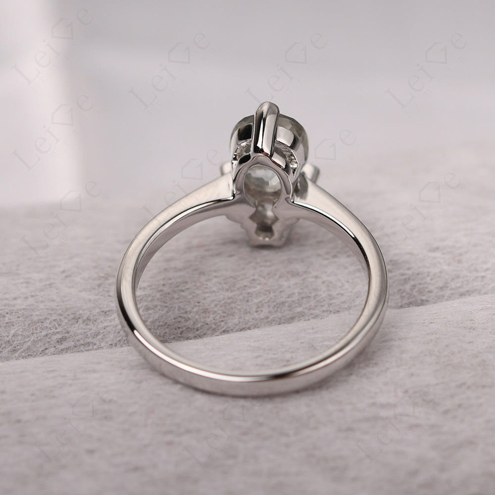 Green Amethyst Wedding Ring Bee Ring Sterling Silver