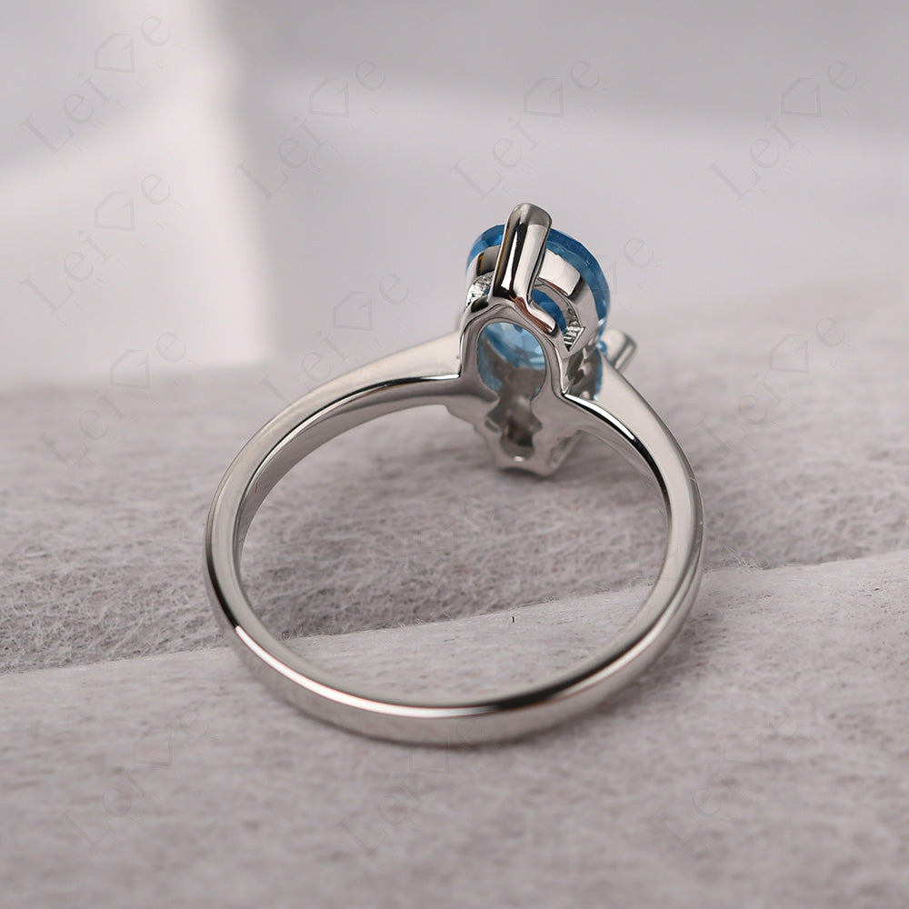 Swiss Blue Topaz Wedding Ring Bee Ring Sterling Silver