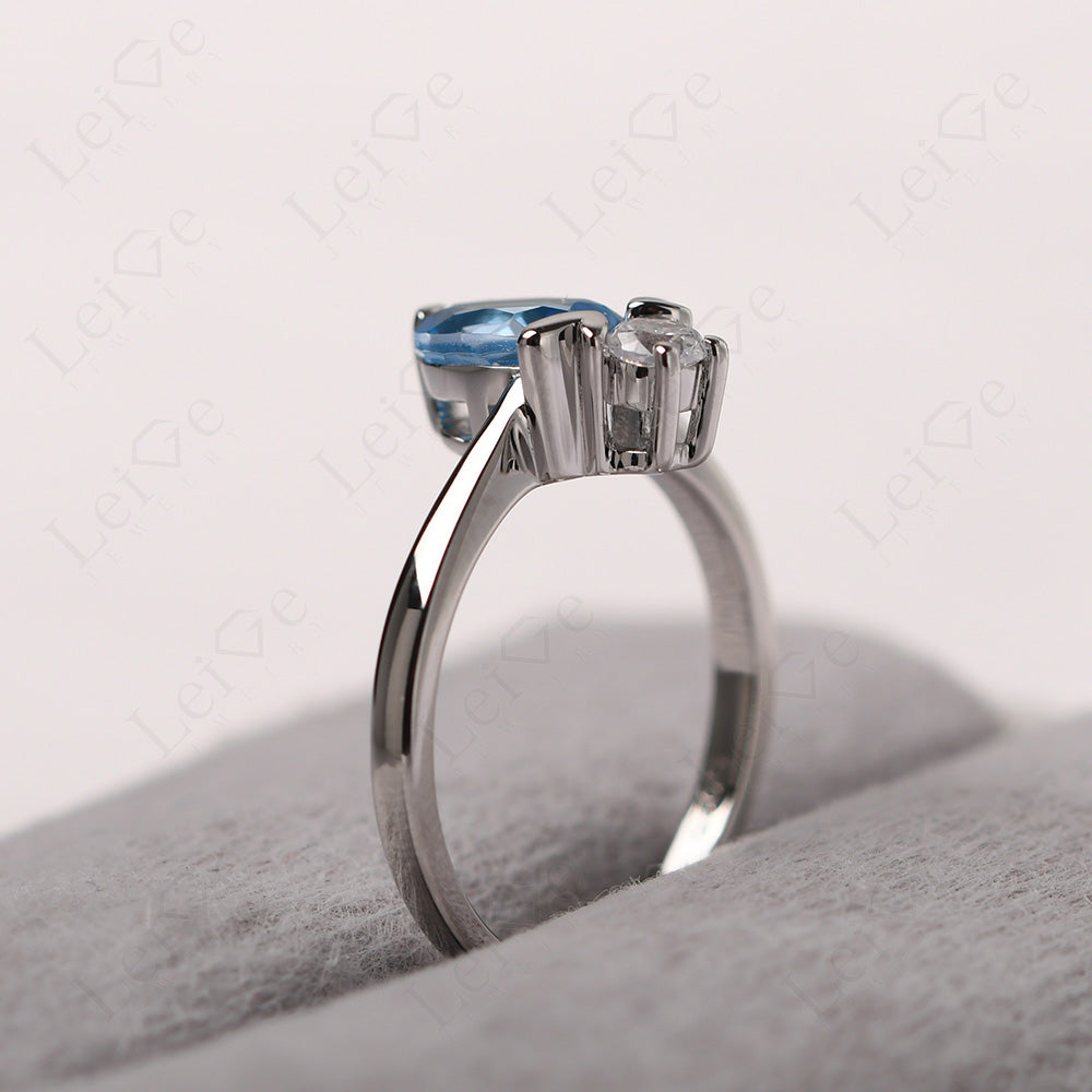 Swiss Blue Topaz Wedding Ring Bee Ring Sterling Silver