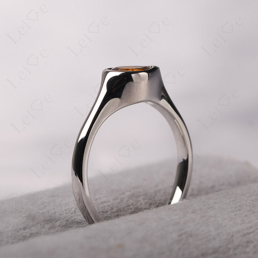 Horizontal Pear Citrine Engagement Ring
