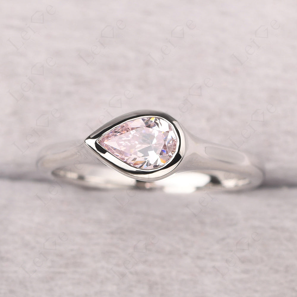 Horizontal Pear Cubic Zirconia Engagement Ring