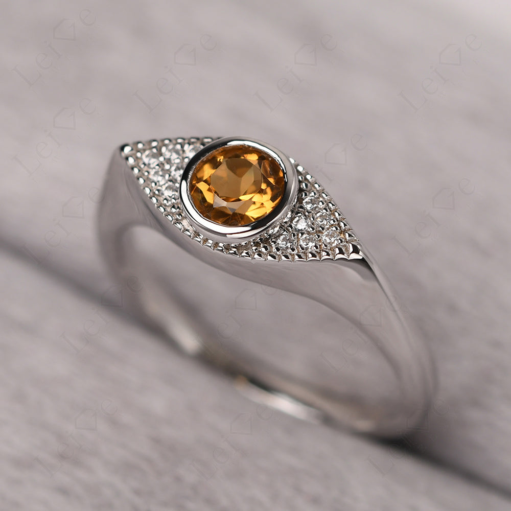 Citrine Ring Evil Eye Ring Yellow Gold
