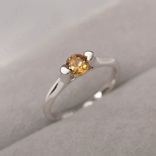 Dainty Citrine Ring Solitaire Engagement Ring