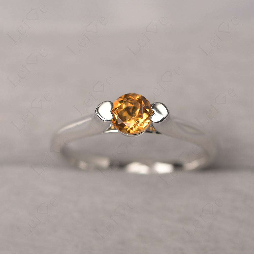 Dainty Citrine Ring Solitaire Engagement Ring