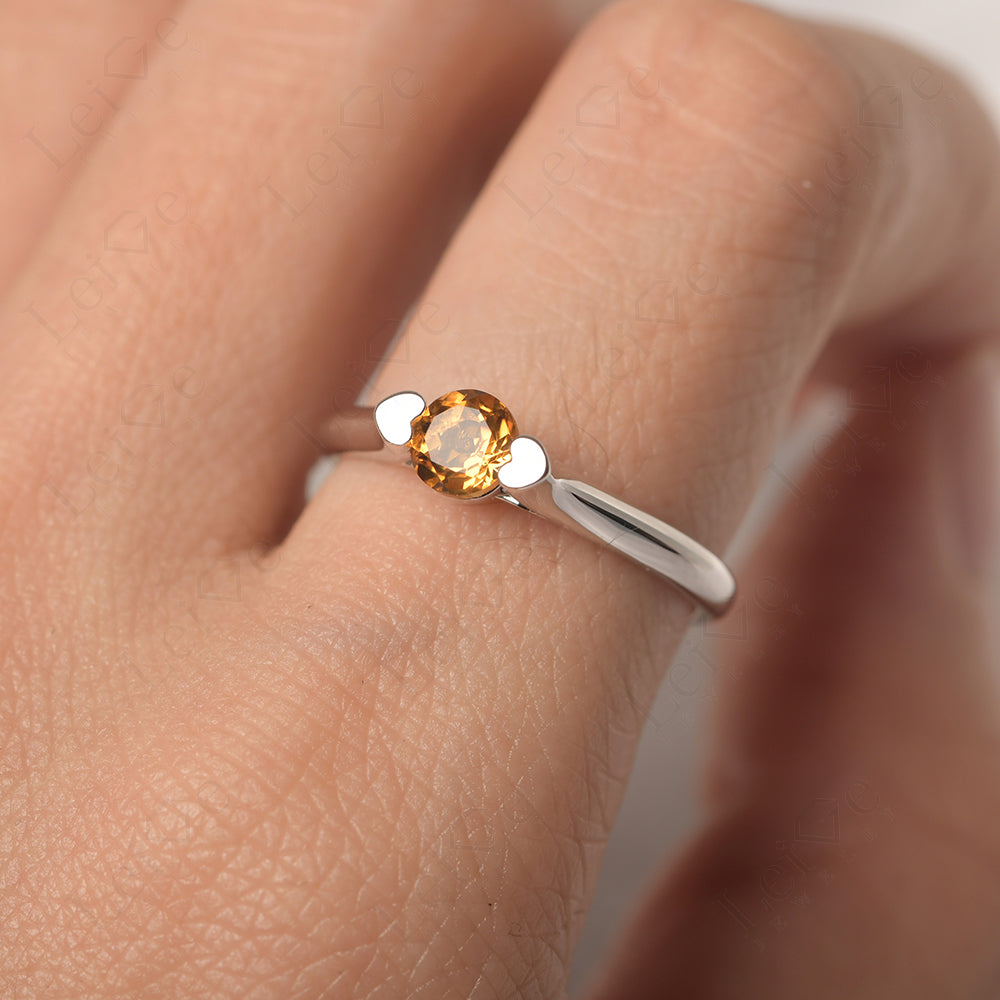 Dainty Citrine Ring Solitaire Engagement Ring