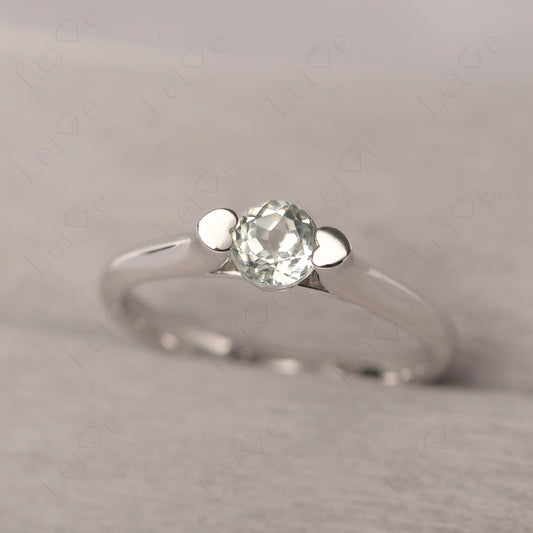 Dainty Green Amethyst Ring Solitaire Engagement Ring