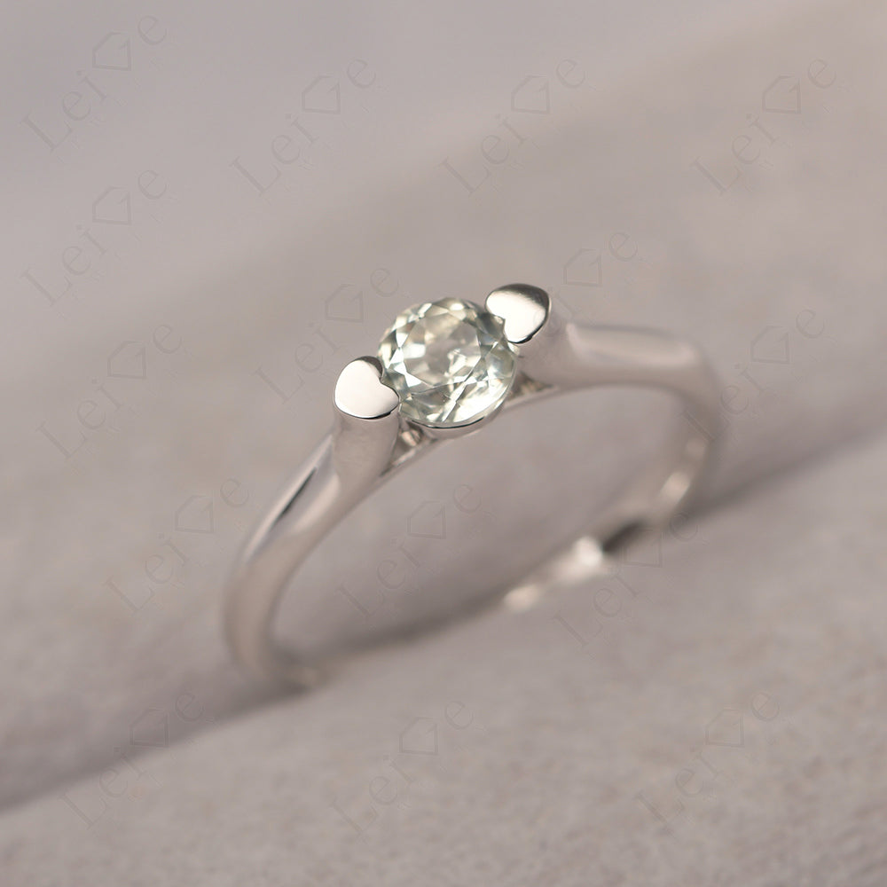 Dainty Green Amethyst Ring Solitaire Engagement Ring