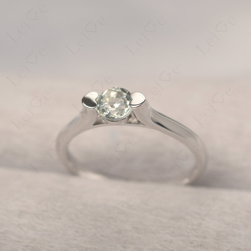 Dainty Green Amethyst Ring Solitaire Engagement Ring