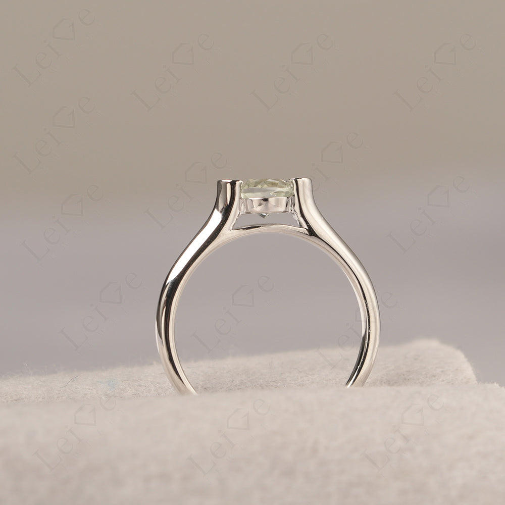 Dainty Green Amethyst Ring Solitaire Engagement Ring