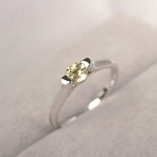 Dainty Lemon Quartz Ring Solitaire Engagement Ring