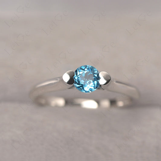 Dainty Swiss Blue Topaz Ring Solitaire Engagement Ring