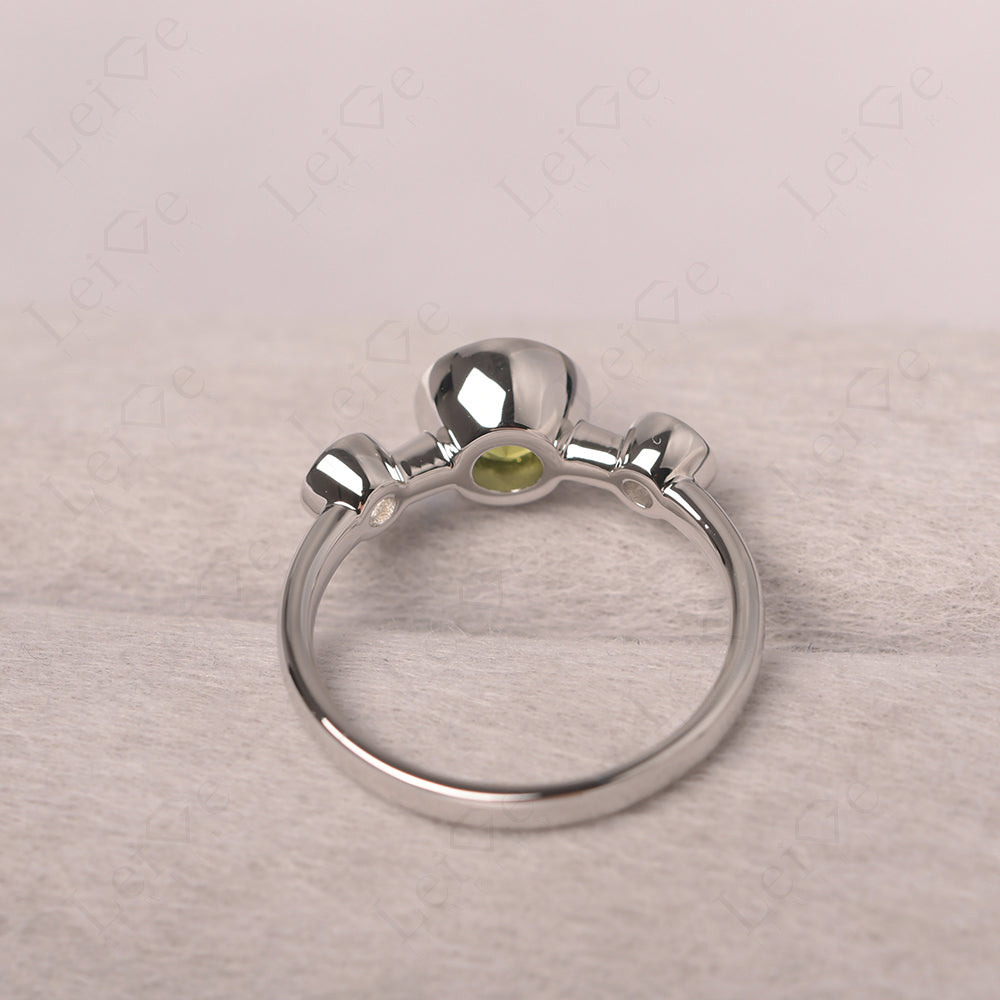 Peridot Wedding Ring 3 Stone Bezel Set Ring