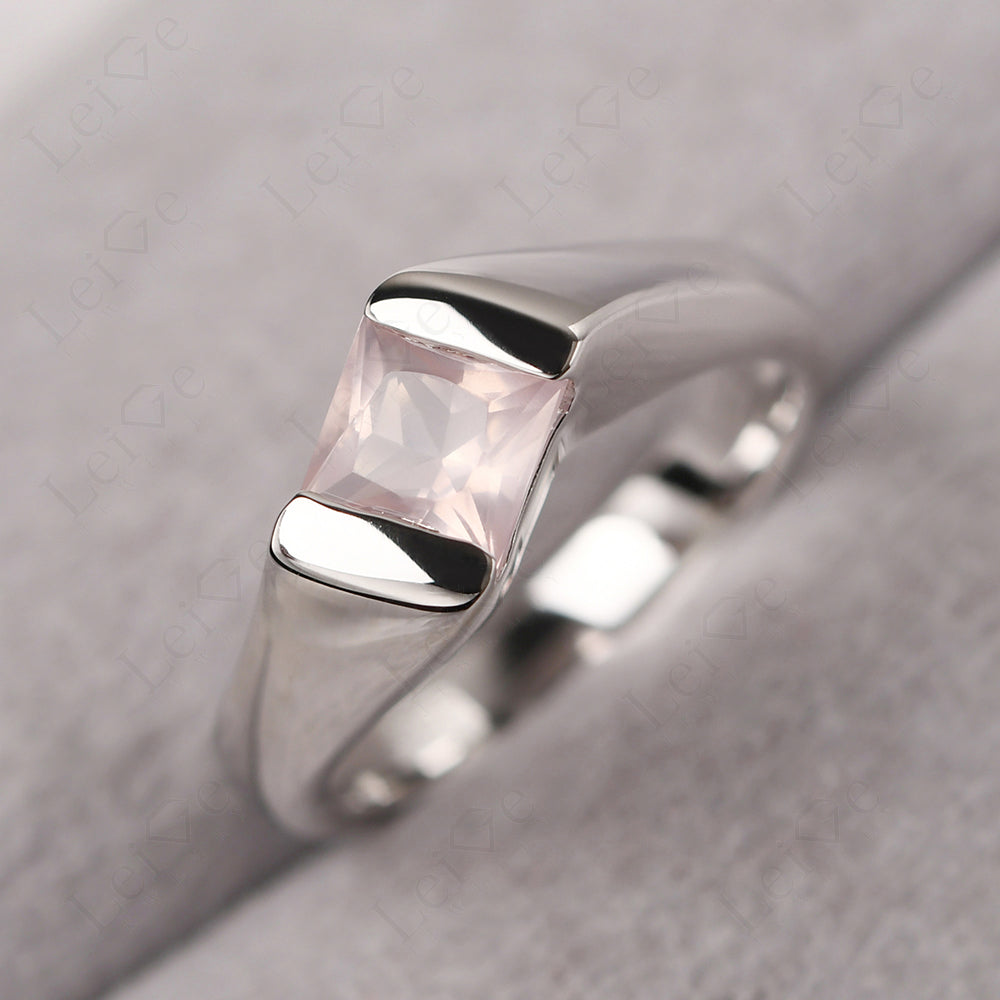 Mens Rose Quartz Ring Sterling Silver