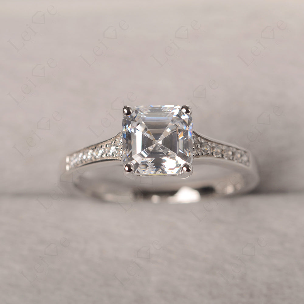 Cubic Zirconia Ring Asscher Cut Engagement Ring