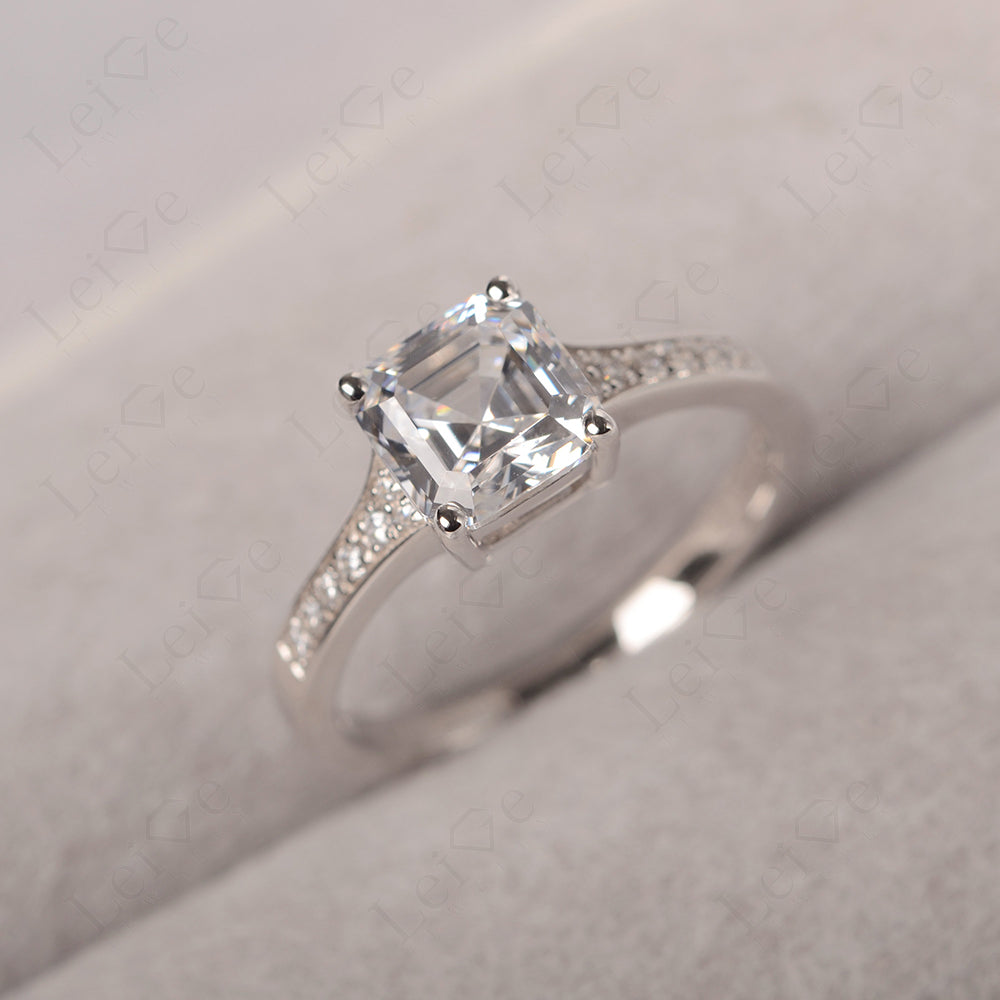 Cubic Zirconia Ring Asscher Cut Engagement Ring