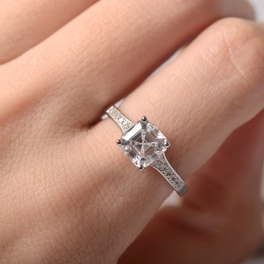 Cubic Zirconia Ring Asscher Cut Engagement Ring