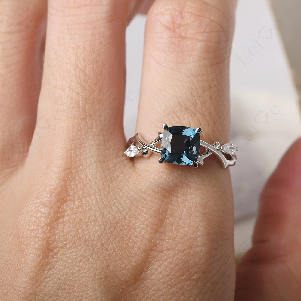 Cushion Cut London Blue Topaz Ring