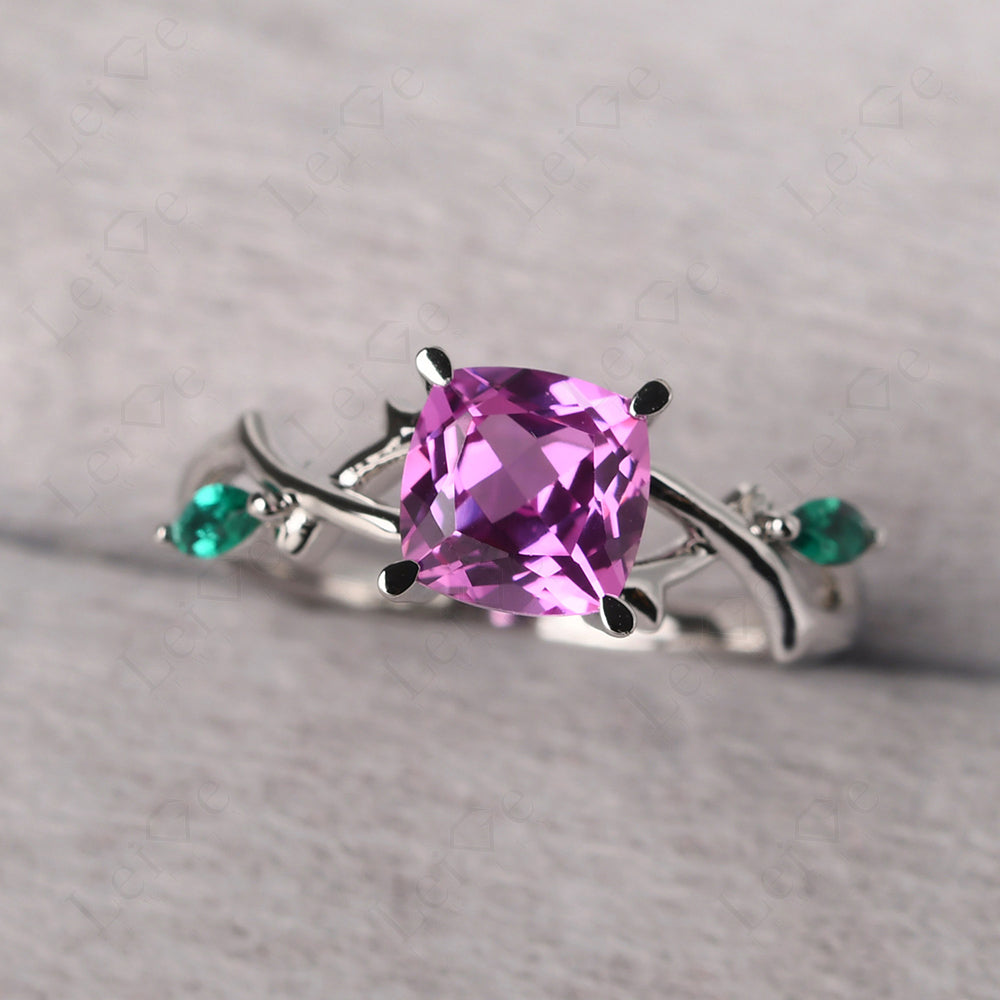 Cushion Cut Pink Sapphire Ring