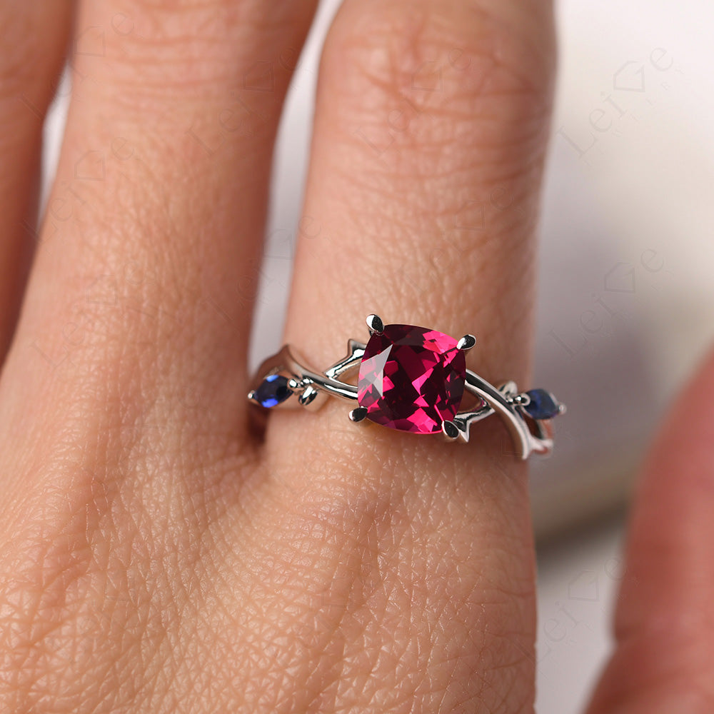 Cushion Cut Ruby Ring