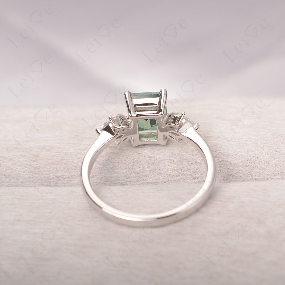 Green Sapphire Ring Emerald Cut Wedding Ring Gold