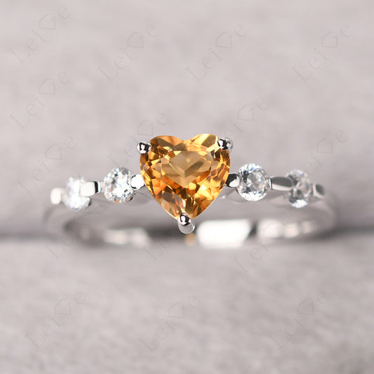 Dainty Heart Citrine Engagement Ring