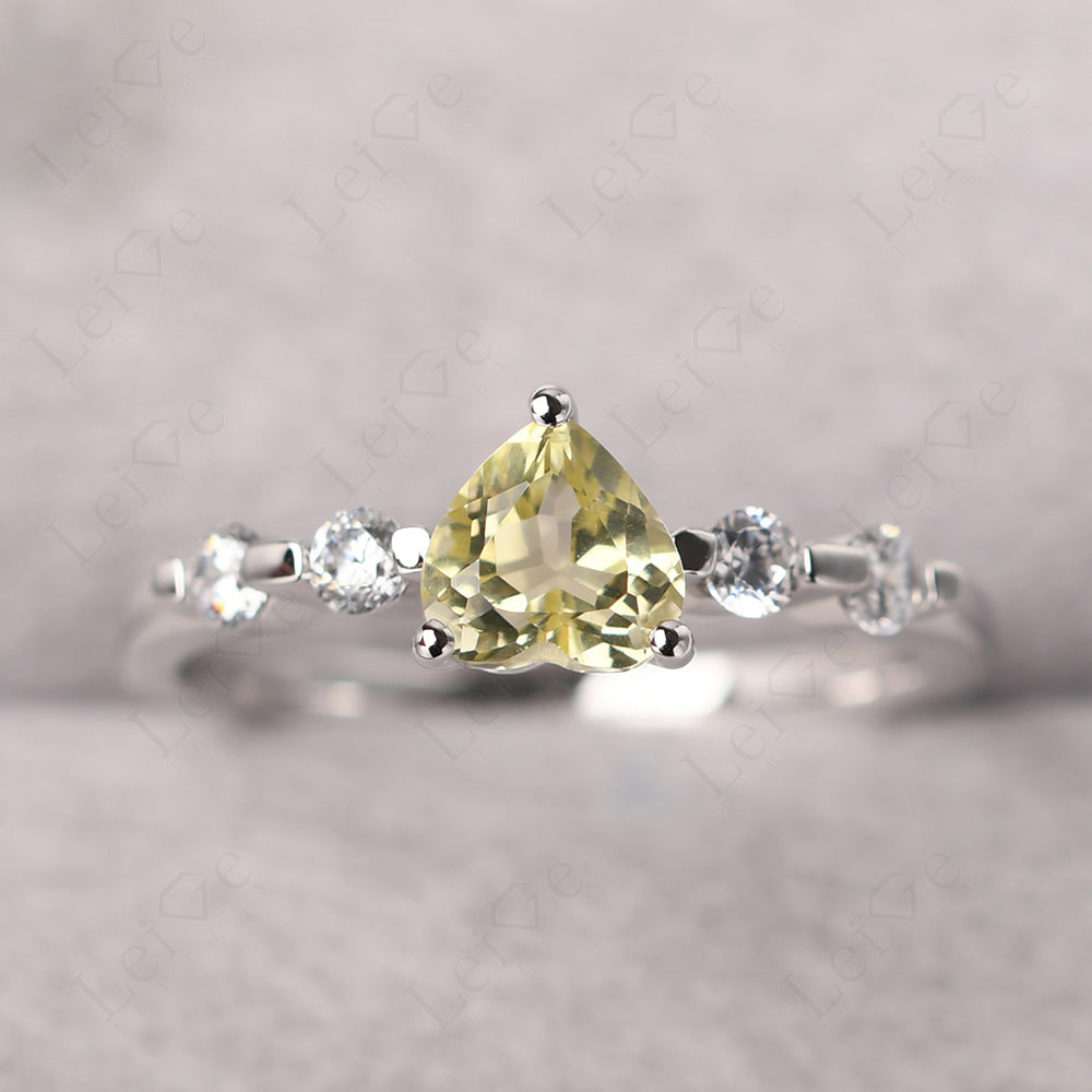 Dainty Heart Lemon Quartz Engagement Ring