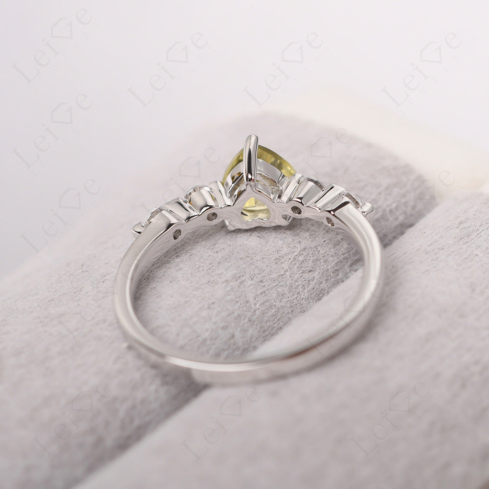 Dainty Heart Lemon Quartz Engagement Ring