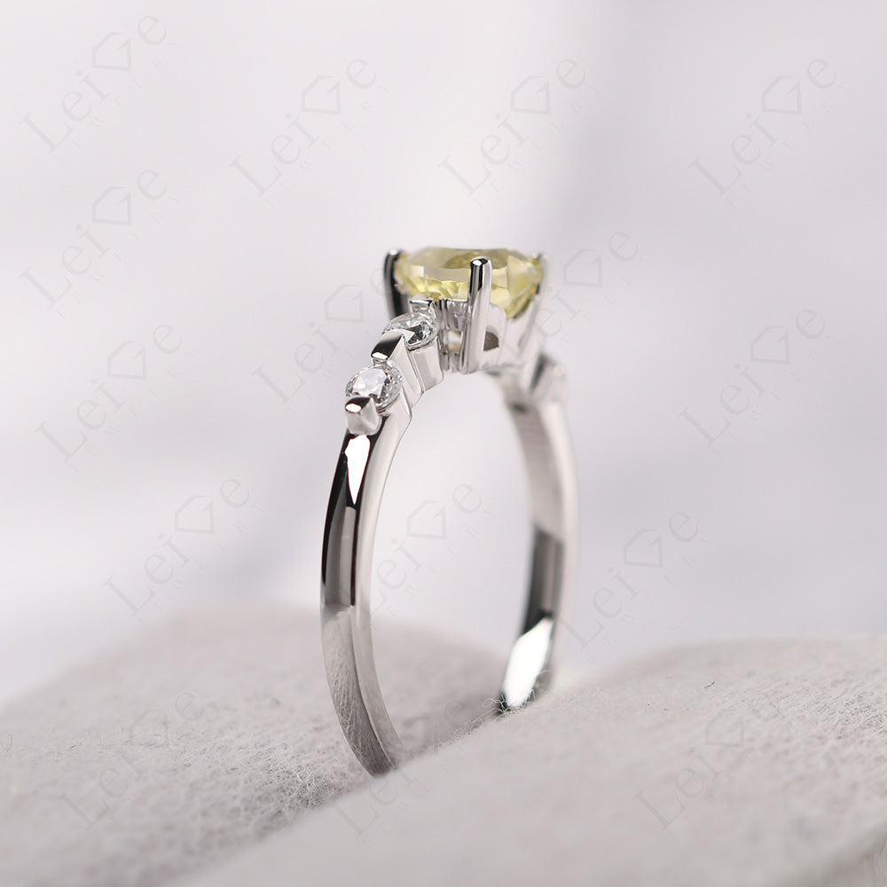 Dainty Heart Lemon Quartz Engagement Ring