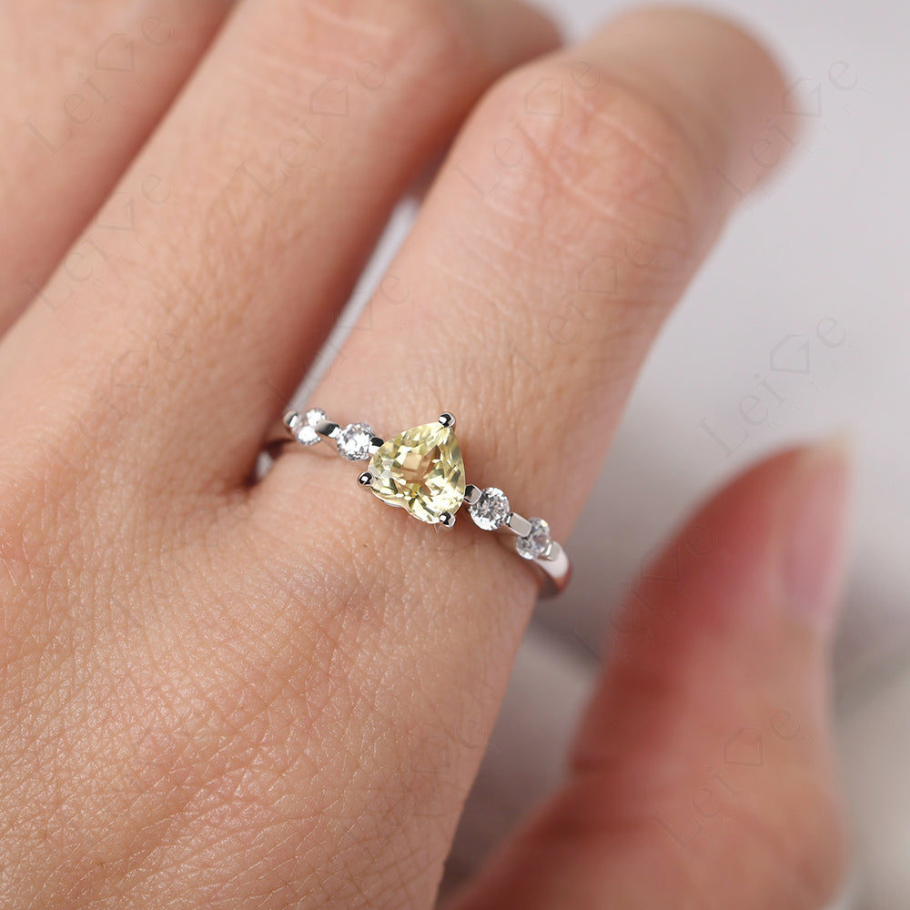 Dainty Heart Lemon Quartz Engagement Ring