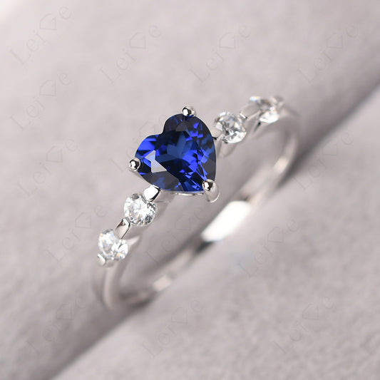 Dainty Heart Sapphire Engagement Ring